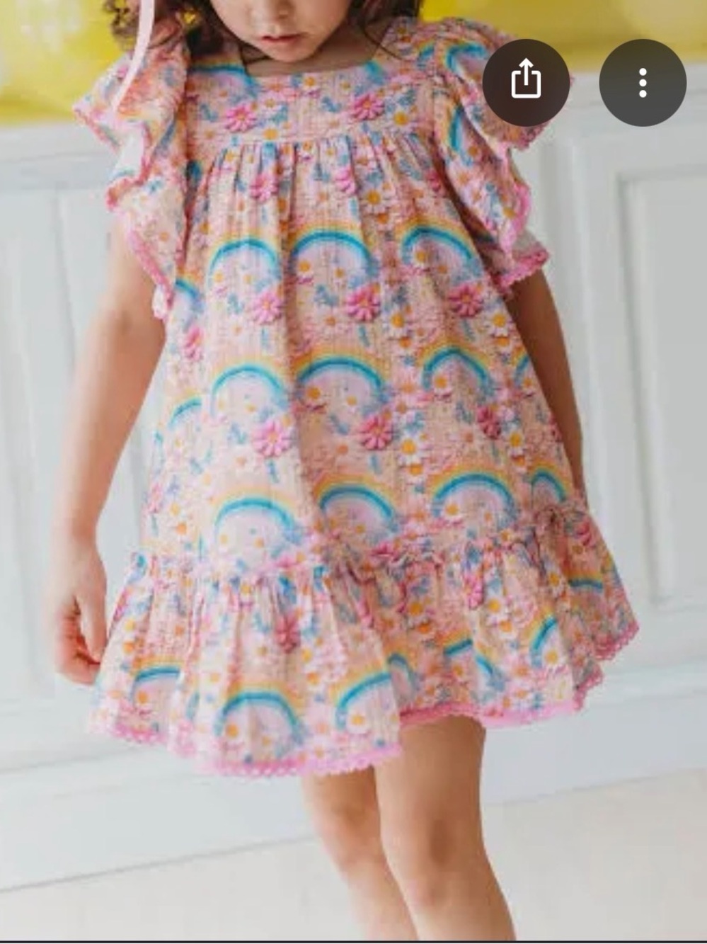 cheeky plum Pink Rainbow Floral Ruffle Dress